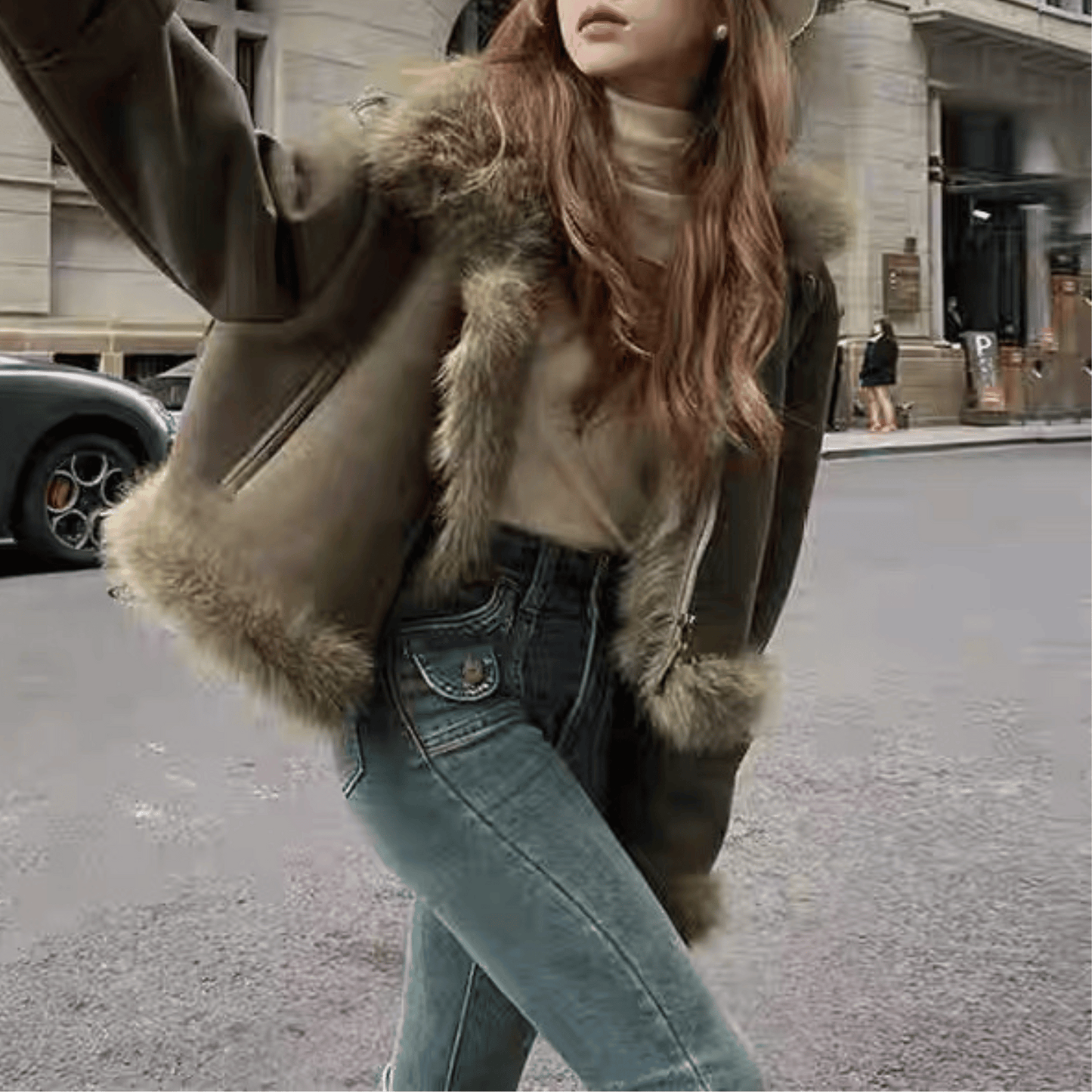 "Eliya" Jacke mit Fell