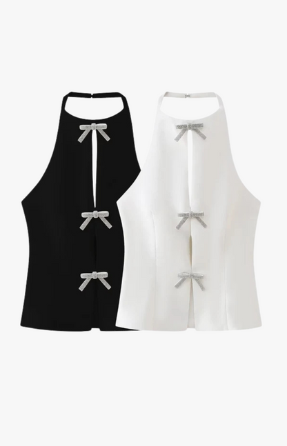 "Glimmer" Top mit Schleifen