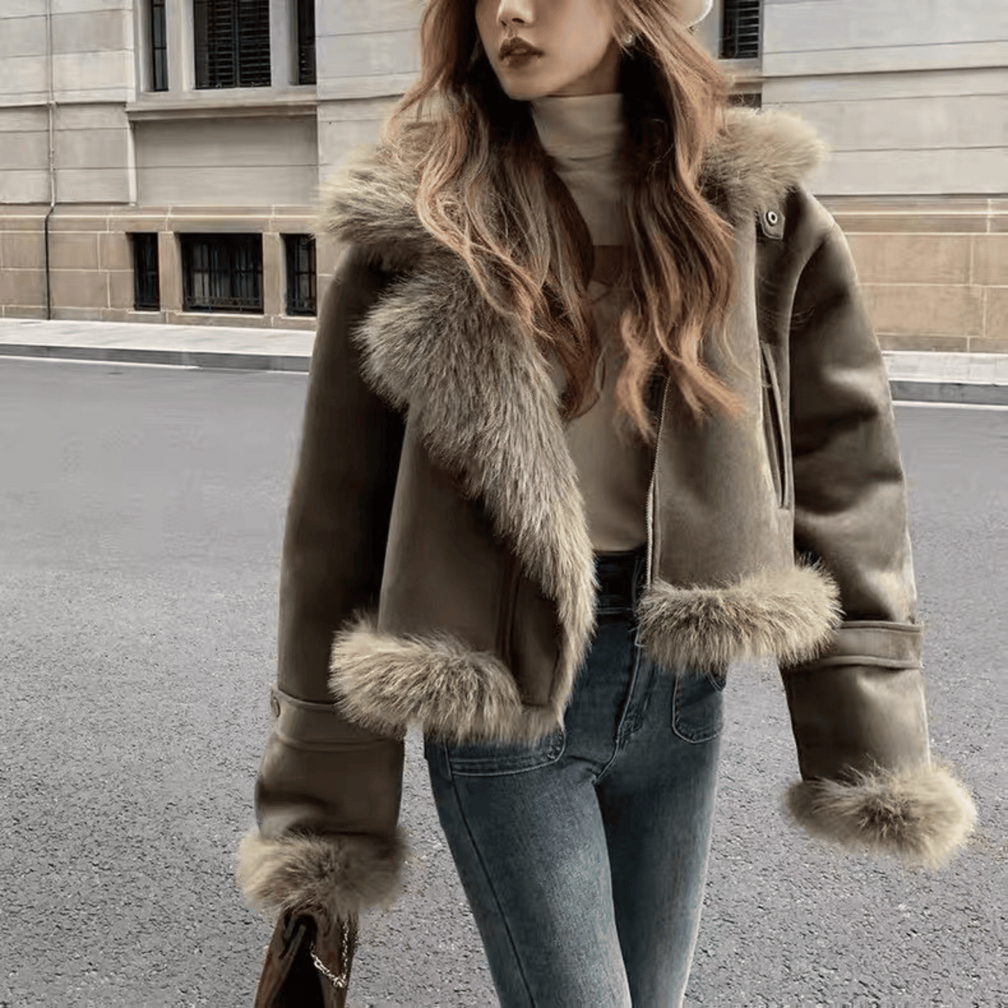 "Eliya" Jacke mit Fell